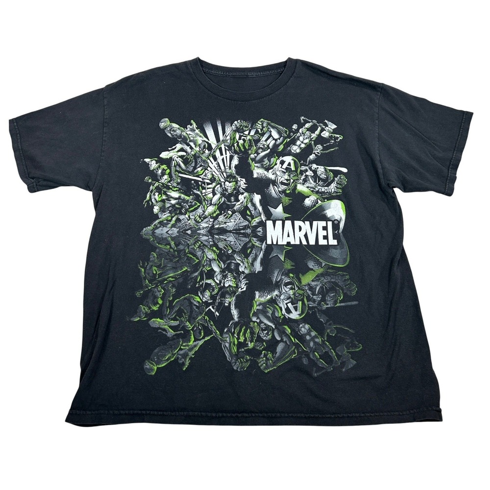 Marvel Comics Avengers Black T Shirt Graphic Tee Men's Size‎ XL